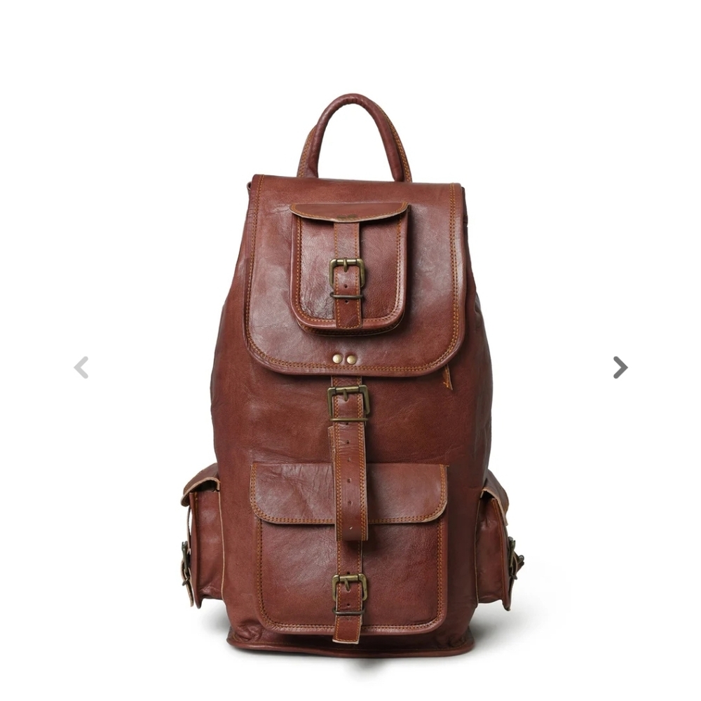 Mahetri Full Grain Goat Leather Hiking Unisex Backpack